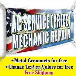 AC Service price Mechanic Repair Custom Vinyl Banner Advertising Sign USA Flag