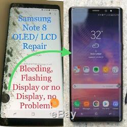 Samsung Galaxy Note 8 Damage Cracked OLED LCD Display Repair Mail In Service