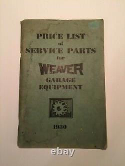 1930 Weaver Liste Des Prix Des Pièces De Service Réparation Automobile Garage Équipement Automobile