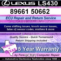 Réparation de l'ECU/ECM Lexus LS430 89661-50662 : Réparation des dommages du condensateur avec garantie de 5 ans.