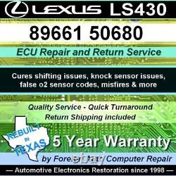 Réparation de l'unité de commande électronique (ECU/ECM) LS430 Lexus 89661-50680 pour remédier aux dommages causés aux condensateurs. Garantie de 5 ans.