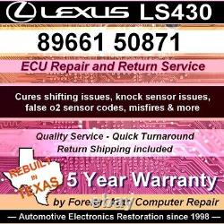 Réparation du module ECU/ECM LS430 Lexus 89661-50871 pour dommages du condensateur avec garantie de 5 ans.